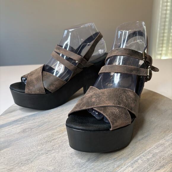 FreeBird By Steven Ali Women's Brown Leather Sandals Mules Shoes US Size 9 - Picture 3 of 13